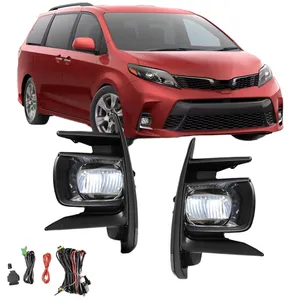 YZX lampu kabut LED DRL Bumper depan, lampu kabut lampu + penutup dengan biru untuk Toyota Sienna 2018-2020