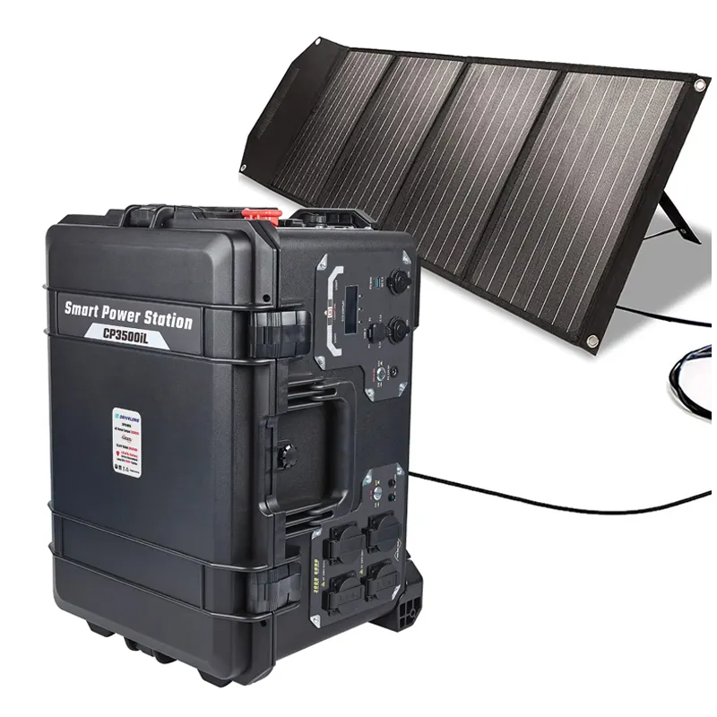 3500W 4000w 3000w Solar vento híbrido ao ar livre gerador móvel LiFePO4 bateria portátil central elétrica com painéis solares de dobramento