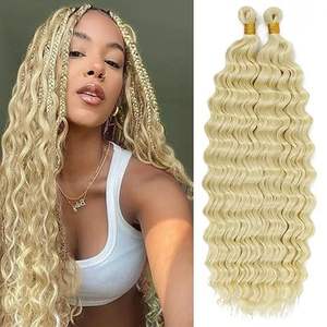 Extensions de <span class=keywords><strong>cheveux</strong></span> synthétiques pour femmes européennes et américaines, tresses longues bouclées Deep Wave 18-24 pouces, style bohème, pour tressage au crochet et dreadlocks - Product Image 1