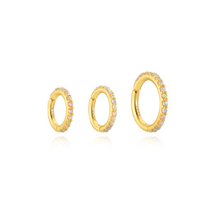 Pendientes de Cartílago Canner S925 de Plata de Ley Minimalistas con Ópalo Blanco Graduado de Varios Tamaños para Mujer - Product Image 2