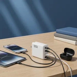 <span class=keywords><strong>Chargeur</strong></span> pour ordinateur portable GaN 100W Max, double PD100W + double QC18W, 4 ports, <span class=keywords><strong>chargeur</strong></span> rapide pour téléphones avec prises interchangeables multi-standards pour une utilisation mondiale - Product Image 5