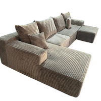 Canapé modulaire sans armature en velours côtelé côtelé moderne, mousse haute densité compressée, OEM ODM