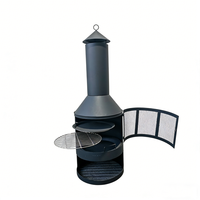 Grande cheminée de style chiminea robuste avec écran en maille et base pour bois de chauffage, pour foyer extérieur en fer pour patio, jardin et camping