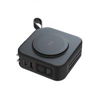 Power Bank Nirkabel Magnetik 5 in 1 PD 20W dengan Colokan Terintegrasi, Layar LED Digital, Pengisi Daya Portabel All-in-One