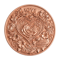 Moneta da collezione artistica da 1 oz in rame puro .999, a doppia faccia, con stampa UV, motivo Toro Amore Animale, Rosa Eterna e Citazione Romantica