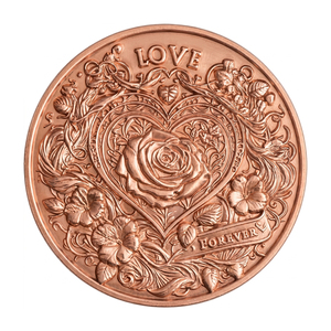Moneda Coleccionable <span class=keywords><strong>de</strong></span> Arte <span class=keywords><strong>de</strong></span> Doble Cara <span class=keywords><strong>de</strong></span> 1 oz .999 <span class=keywords><strong>de</strong></span> Cobre Fino con Impresión UV <span class=keywords><strong>de</strong></span> Rosa Eterna y Frase Romántica, Diseño Animal Love Bullion Round - Product Image 1