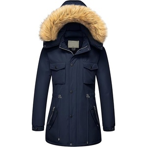 Veste d'hiver légère imperméable pour <span class=keywords><strong>femme</strong></span>, <span class=keywords><strong>parka</strong></span> longue coupe-vent <span class=keywords><strong>avec</strong></span> <span class=keywords><strong>capuche</strong></span> en fourrure amovible, manteau d'hiver en gros - Product Image 1