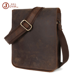 Bolso cruzado de cuero Joyir Crazy Horse para hombre, con solapa, gran capacidad, de cuero genuino, estilo británico, versátil - Product Image 5