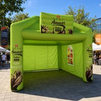 Tente de kiosque alimentaire gonflable personnalisée verte, imprimée, pour la promotion en extérieur, stand gonflable pour la promotion de marques alimentaires