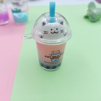 Porte-clés anneau personnalisé 3D kawaii, dessin animé, créatif, mignon, liquide, boba