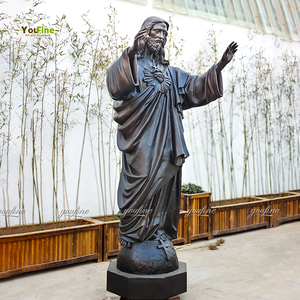 Grande statue du Sacré-Cœur de Jésus, finition dorée, Jésus-Christ aux bras étendus, peinte à <span class=keywords><strong>la</strong></span> main, pour église, chapelle, jardin, extérieur - Product Image 6