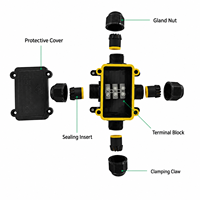 Boîtier de jonction étanche IP68, ignifuge UL94V-2, connecteur de câble extérieur 4 voies pour projets d'éclairage sous-marin et souterrain
