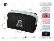 Petite bourse octogonale Little Bear avec fermeture éclair, mini porte-monnaie unisexe avec porte-clés pour ranger les pièces de monnaie, en cuir synthétique microfibre - Product Image 1