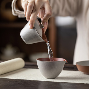 Guanlan Coarse Pottery Gaiwan <b>Teacup</b> Grey Glaze With Lid Kung Fu Tea Set Handmade Ceramic Bowl For Afternoon Tea - Product Image 4
