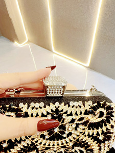 Cross-border New Foreign Trade European American <b>Small</b> Shape Evening <b>Bag</b> Rhinestone Hook Closure Women's Polyester Tanjing - Product Image 3