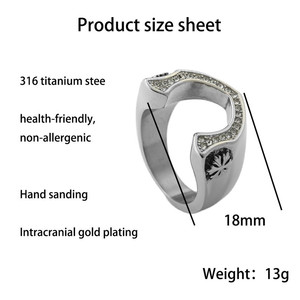 Men's <b>Titanium</b> Steel Snowflake <b>Ring</b> Silver Pave Setting Retro Geometric Fashion Jewelry Gift - Product Image 2