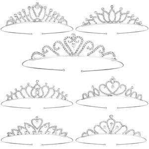 Moda di lusso corona di cristallo in metallo per festa di compleanno per matrimonio diadema oro rosa bianco lucido strass principessa corone accessori - Product Image 1