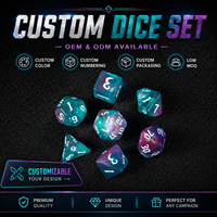 Ensemble de 7 dés multi-faces en acrylique poli, avec rangement portable, compatibles pour jeux de rôle de table, cadeaux