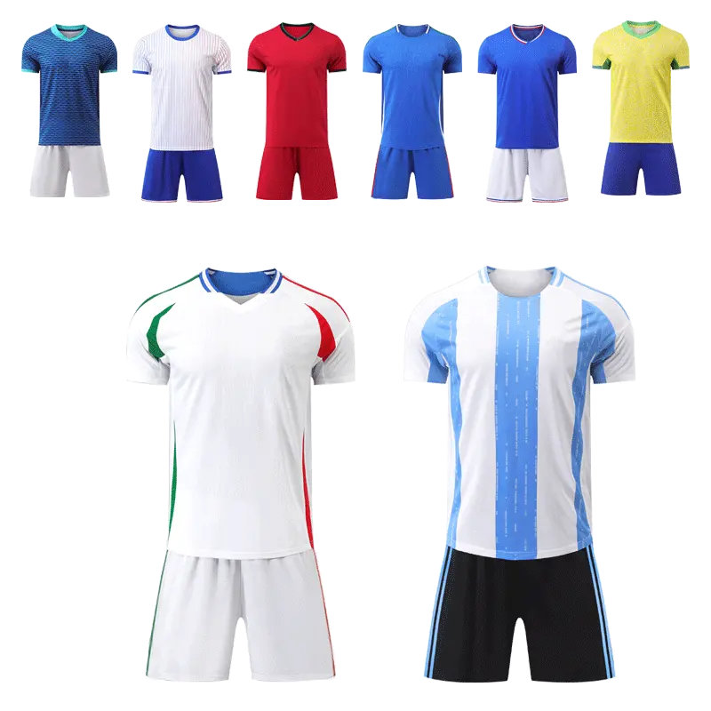 2024 Druck Sommer Fußballtrikot Set individuell 2 Stück T-Shirt Shorts Outfit Tragen Nationalmannschaft Fußball-Anzüge anzug