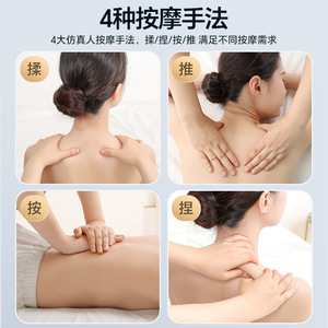 <b>Massage</b> Cushion Full Body Heat Therapy Vibration Neck Lumbar Back <b>Massage</b> PU Leather Plug-In Blue - Product Image 4