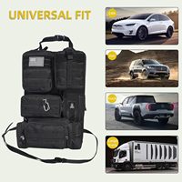 Organisateur de siège arrière de voiture tactique en nylon Oxford rouge/noir durable, 5 pochettes Molle détachables, 8-11 compartiments, 107x52cm, marque OEM