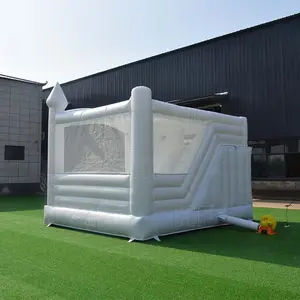 Commercial Inflatable 16.4ft*16.4ftt White Wedding Bounce House With Slide And Ball Pit