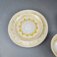 Offre Spéciale : Service de Table en Porcelaine 24 Pièces – Assiettes en Céramique à Motif Floral avec Impression par Tampon