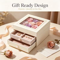 Boîte à bijoux transparente personnalisée avec rose éternelle pour collier et bague – Idéale pour la Saint-Valentin, les mariages et les anniversaires