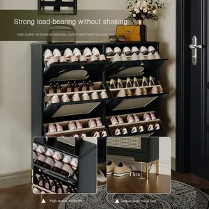 Siêu Mỏng Hiện Đại <span class=keywords><strong>2025</strong></span> Phát Hành Lật Tủ Giày Pháp Retro Mây Bằng Gỗ Lối Tường Bên Lưu Trữ Cho Phòng Khách Hot Bán - Product Image 5