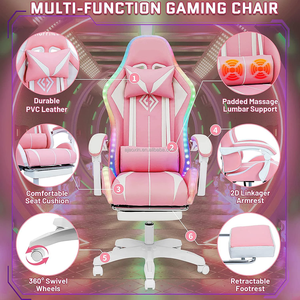 Muestra gratis Buen <span class=keywords><strong>Precio</strong></span> Silla <span class=keywords><strong>de</strong></span> juegos Luz LED RGB Ordenador Ergonómico Silla <span class=keywords><strong>de</strong></span> <span class=keywords><strong>videojuegos</strong></span> Altura ajustable Silla <span class=keywords><strong>de</strong></span> trabajo giratoria Lumbar - Product Image 5