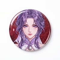 Badge en métal personnalisé OEM, personnage d'anime, fond holographique scintillant, broche souvenir, cadeau promotionnel, fabrication en usine