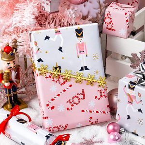 Yarcony Pink Nutcracker Christmas Wrapping <b>Paper</b> 30x100 Feet Reversible Metallic Foil Gift <b>Wrap</b> for Holiday Packaging - Product Image 4