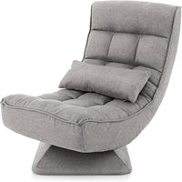 Fauteuil de sol moderne gris avec dossier réglable, pivotant à 360°, pliable, rembourré, pour salon, chambre à coucher, jeux, détente, fauteuil de loisirs, 150 kg