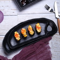 Vaisselle de restaurant incassable en gros, design sushi japonais, assiette en mélamine noire de 12 pouces