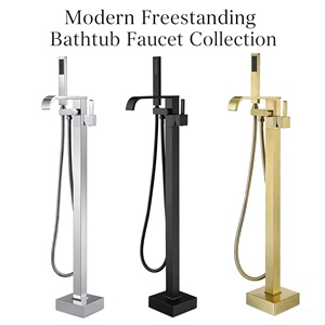 Rubinetto Professionale <span class=keywords><strong>da</strong></span> Pavimento per <span class=keywords><strong>Vasca</strong></span> <span class=keywords><strong>da</strong></span> Bagno, Set <span class=keywords><strong>Doccia</strong></span> in Acciaio Inox con Doccetta, Design Moderno, Monocomando in Ceramica - Product Image 1