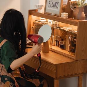 Tocador de madera maciza con luz, almacenamiento y gabinete de maquillaje para dormitorio y uso doméstico - Product Image 3