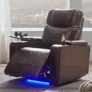 CY 가죽 시네마 안락 의자 소파 의자, 하이 엔드 전기 홈 시어터 소파, 노트북 테이블이있는 시네마 용 전기 안락 의자
