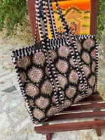 Sac fourre-tout matelassé en coton imprimé, réutilisable, léger, résistant, écologique, pour le voyage et le shopping, sac à bandoulière