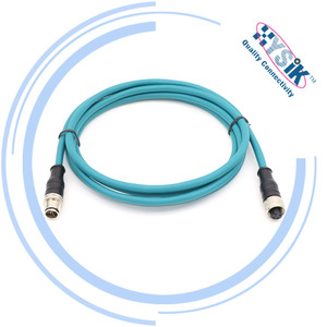 สายเคเบิลอีเธอร์เน็ต M12 4 ขา แบบ D-Code ตัวผู้ ตัวเมีย แบบสองด้าน หุ้มด้วย PVC สำหรับตัวเข้ารหัส เซ็นเซอร์ กล้อง โฮสต์เครือข่าย Profinet - Product Image 1