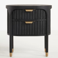 Table de chevet ronde contemporaine de luxe à 2 tiroirs en bois pour chambre à coucher, hôtel ou maison
