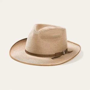 Chapeau Fedora en paille unisexe, chapeau de soleil Panama à large bord avec bande noire, chapeau Fedora de plage d'été pour hommes et femmes - Product Image 2