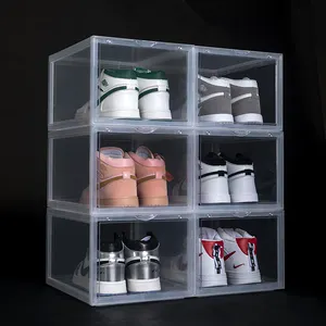 Transparenter Organizer Stapelbarer Schuhkarton Aufbewahrung boxen Klarer Kunststoff Magnetischer Riesen schuh kasten Aufbewahrung