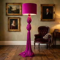 Lampe sur pied artisanale en macramé, base en fer massif, abat-jour en coton fait main, couleur et dimensions personnalisées, lampe sur pied