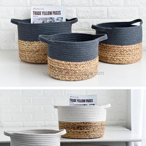 Estilo nórdico cuerda de algodón y ratán tejido al por mayor seagrass planta vientre cesta - Product Image 5