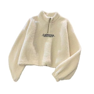 定制服装制造商 重磅四分之一拉链羊毛连帽衫 羊毛套头衫 运动衫 - Product Image 2