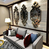 Ensemble de 3 miroirs muraux modernes en bois avec cadre scintillant décor de salon miroir argenté maison hôtel location noël vacances décor miroirs