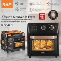 Four électrique RAF R.5347 12L avec friteuse à air 1250W 2-en-1, contrôle de la température, minuterie, porte vitrée, chauffage uniforme, appareil de cuisine