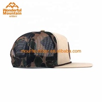 Penjualan paling laris pabrik Logo tambal kulit kustom dengan tali 5 Panel topi jaring tali katun