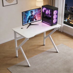 Moder White Gaming <strong>Desk</strong> <strong>100cm</strong> Ergonomic Computer Table With Cable Management Holes Home Office Gaming Table Simple Writing Table - Product Image 6