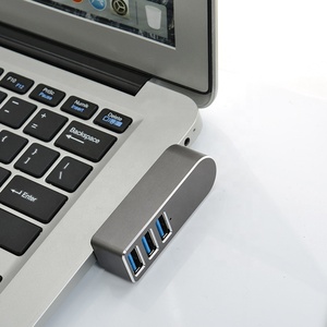 Gris 3 puertos fábrica gran oferta aluminio <span class=keywords><strong>Mini</strong></span> alta velocidad 180 grados rotación USB 3,0 Hub adaptador para <span class=keywords><strong>Mac</strong></span> PC - Product Image 1